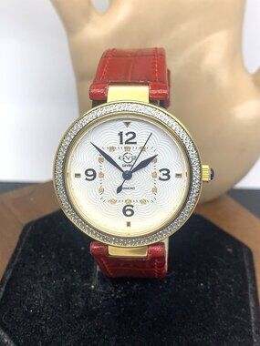 GV2 by Gevril Women's Watch 14201-2 Swiss Quartz Gold Red Leather Strap 36mm